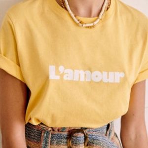 Sezane L'amour Yellow Graphic Tee Shirt